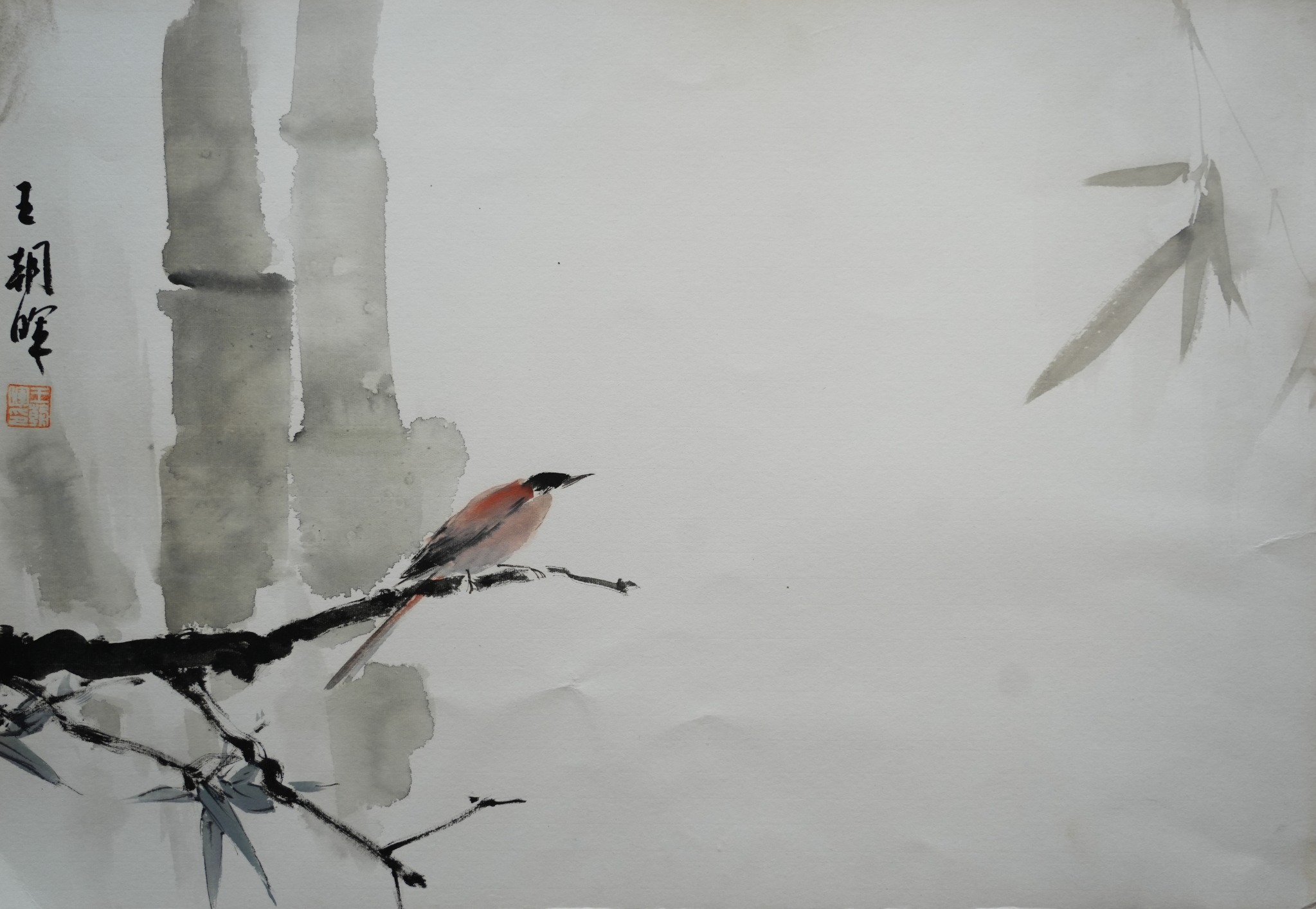 陕西画家王朝晖《疏影清音》写意花鸟中国画