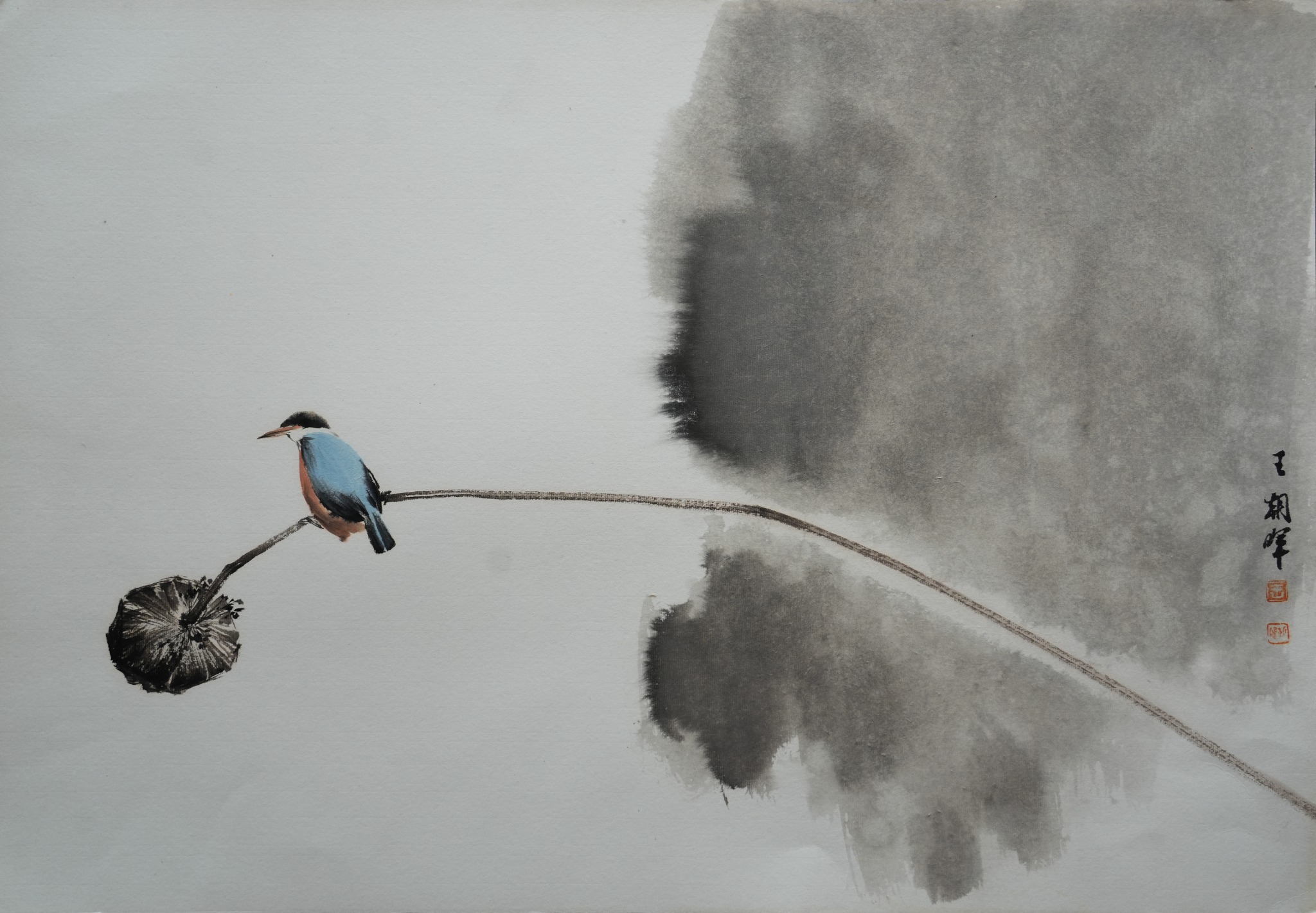 陕西画家王朝晖《一枝静观》当代写意花鸟水墨画