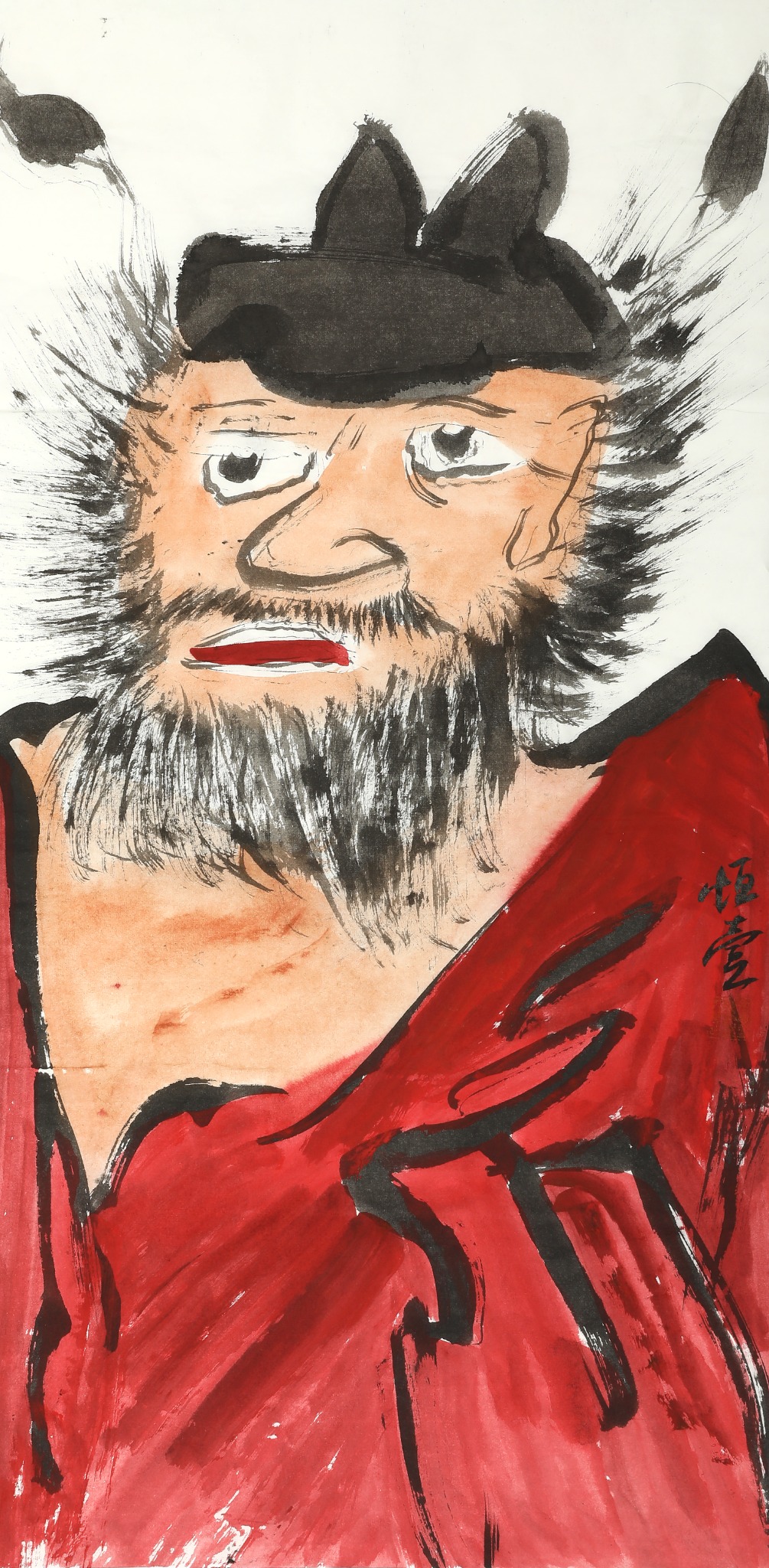 王朝晖《红袍先生》幽默写意人物画