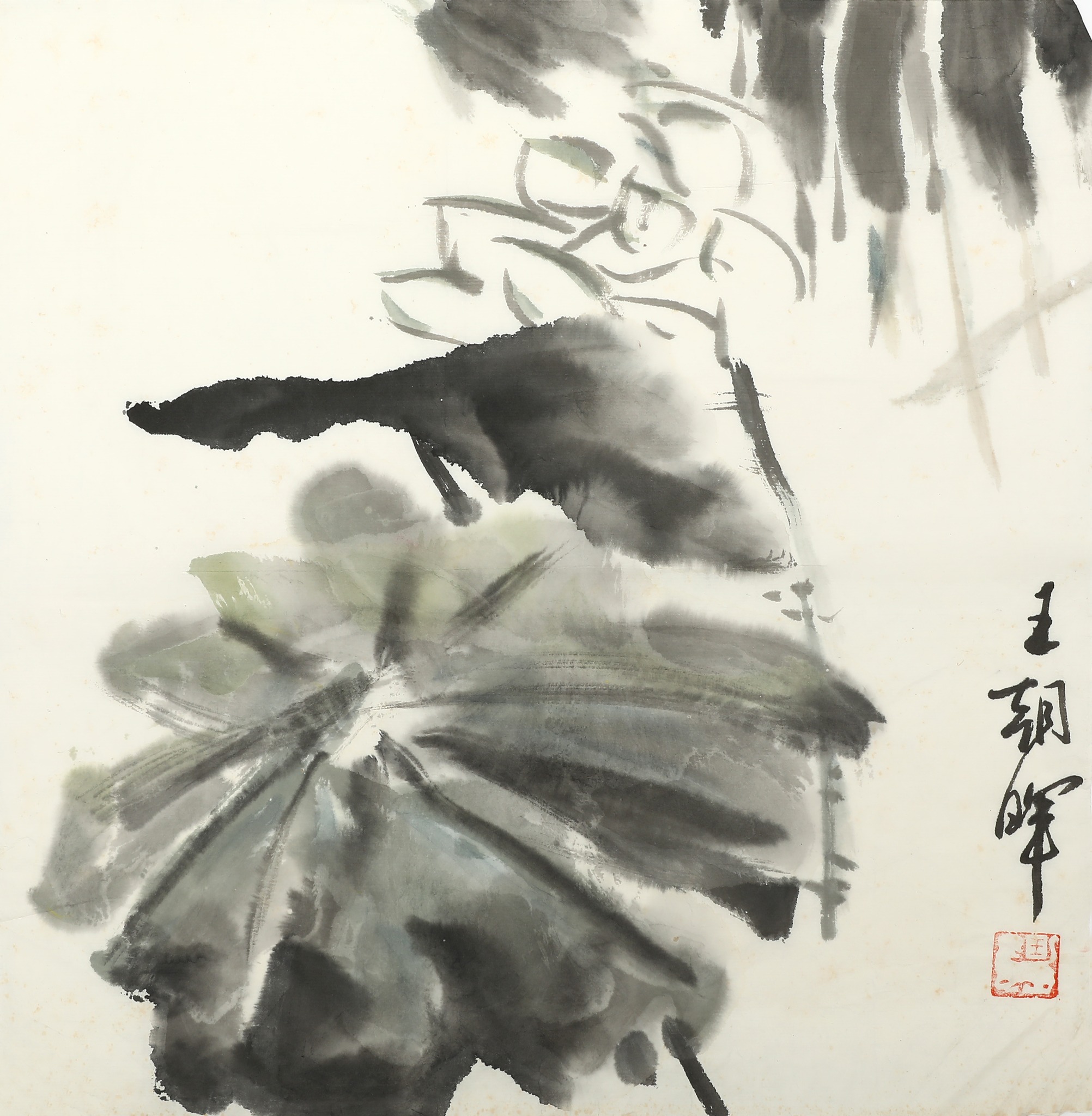 王朝晖《荷风》现代写意水墨荷花画