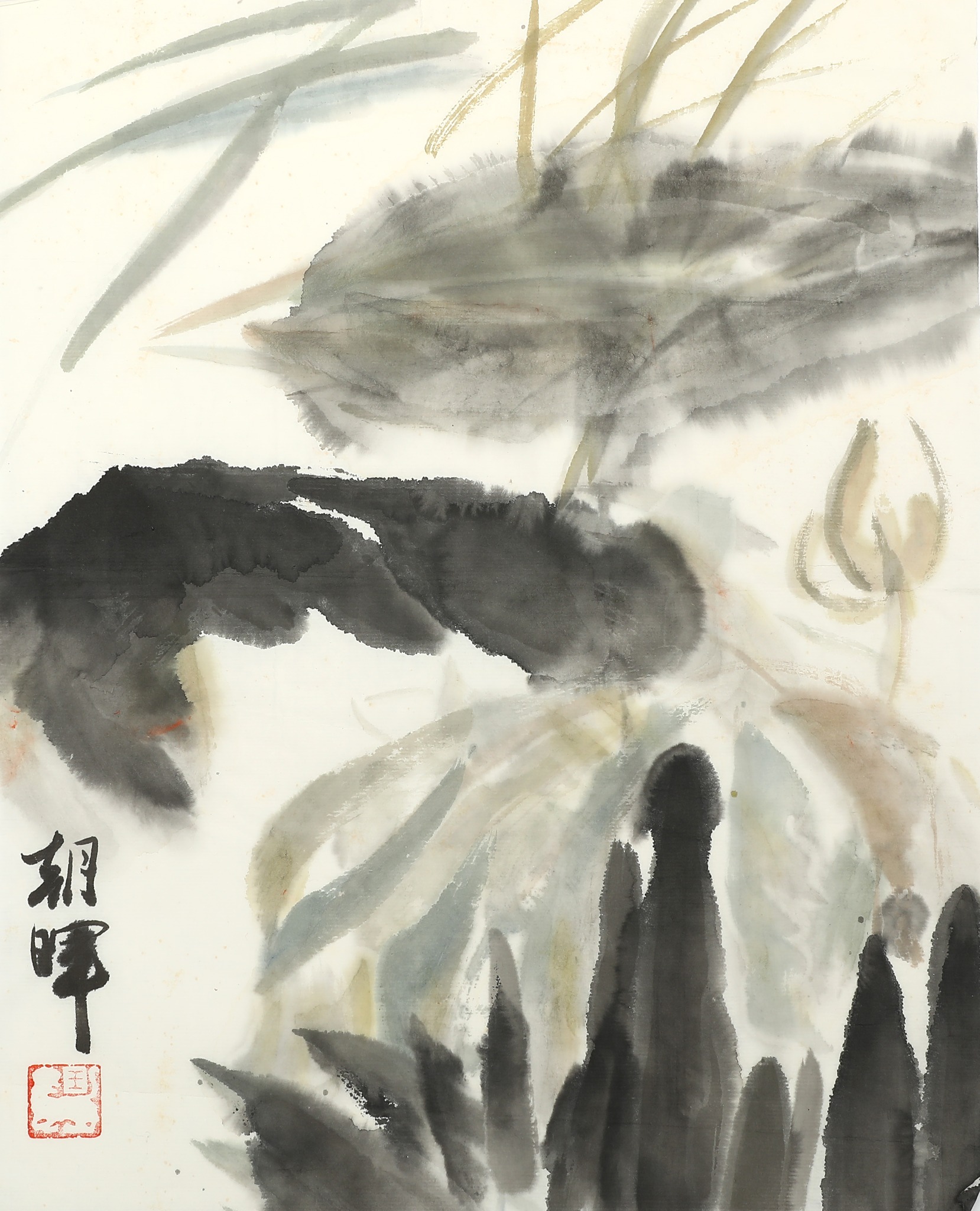 王朝晖《墨荷清韵》当代水墨荷花作品