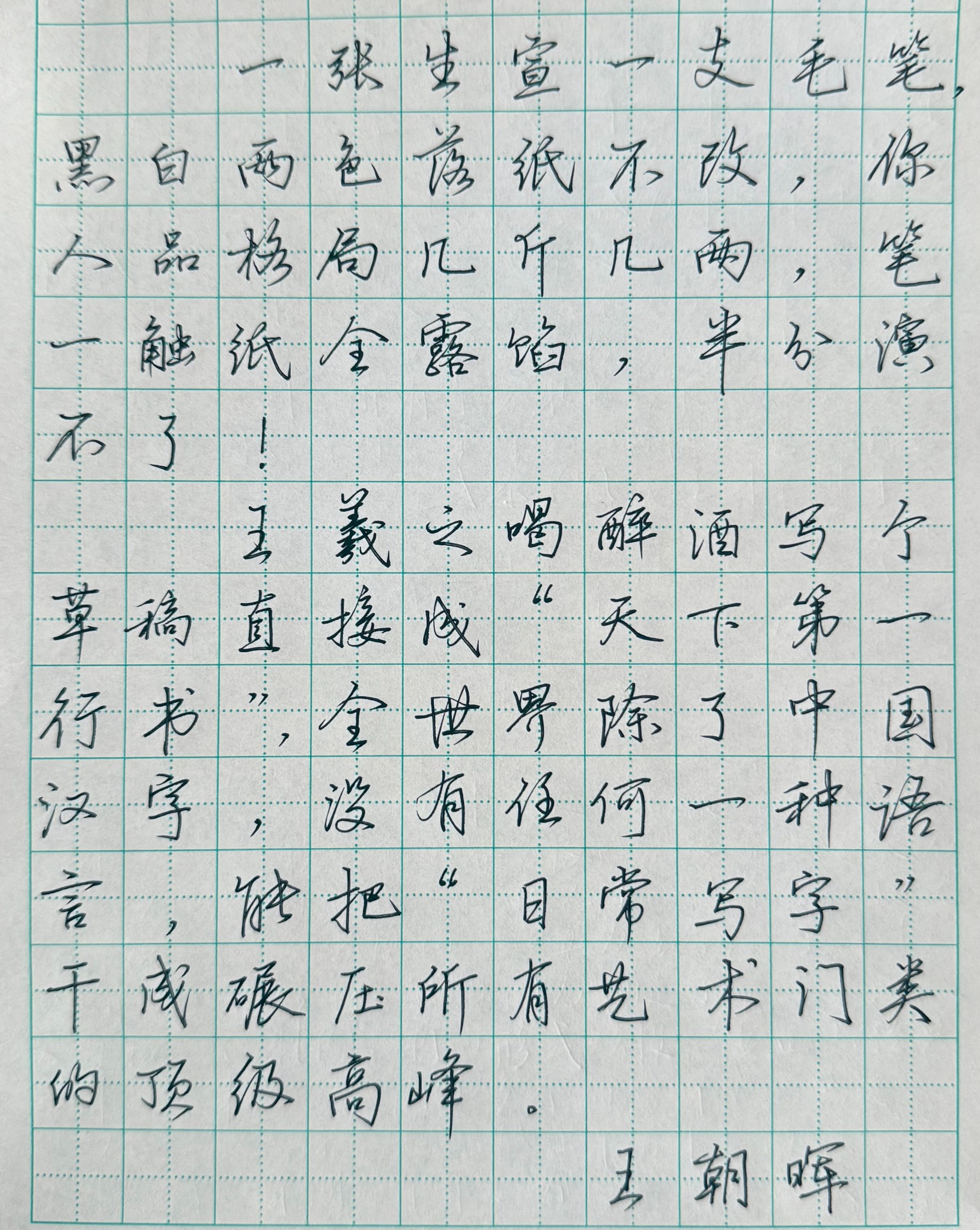王朝晖书写的朝晖随笔手稿